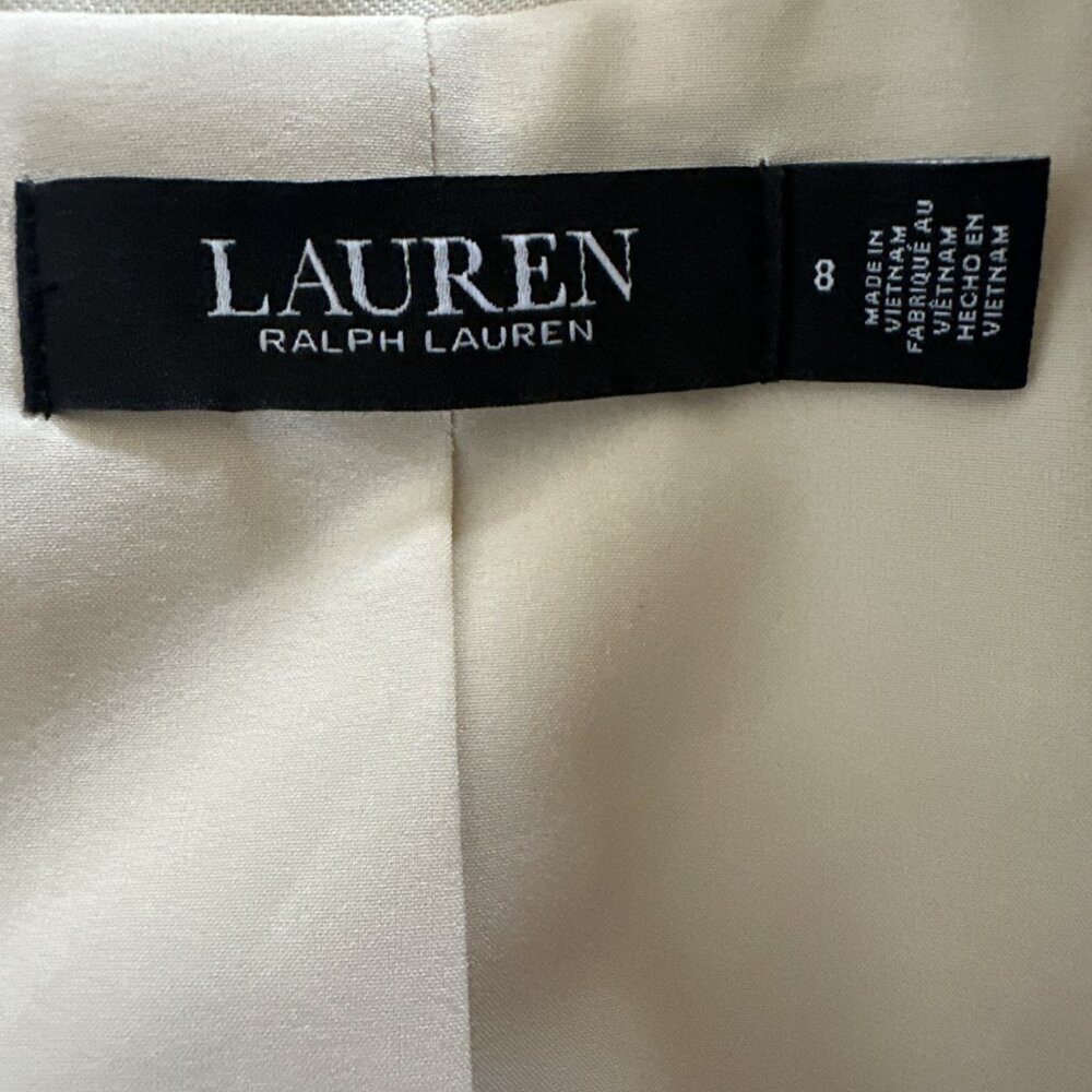 Ralph Lauren Women's Blazer Linen Blend Twill Size 8 Beige Pockets Office Jacket - Picture 7 of 15